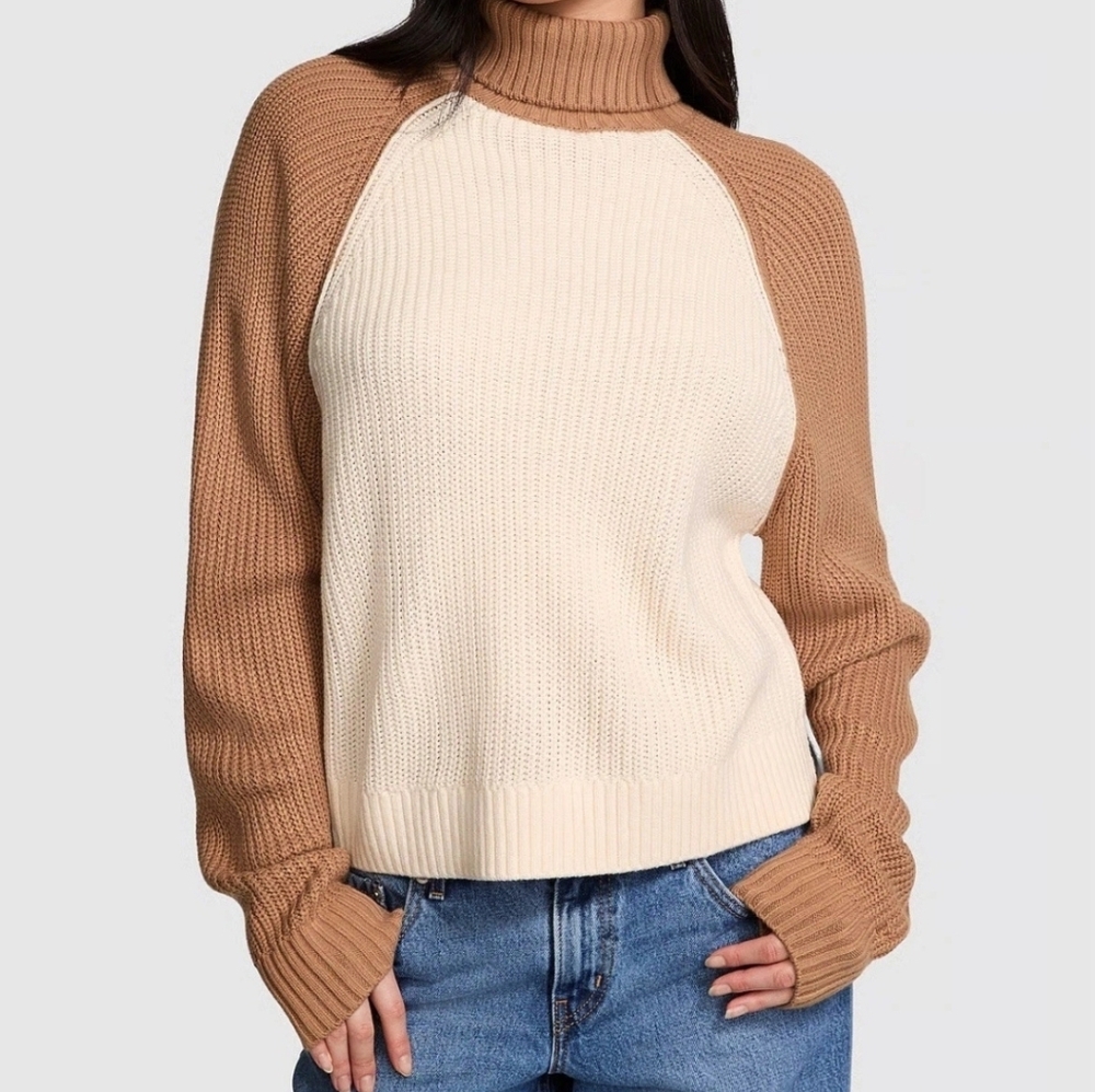 Victoria's Secret PINK Varsity Knit Chunky Turtleneck Sweater XXL